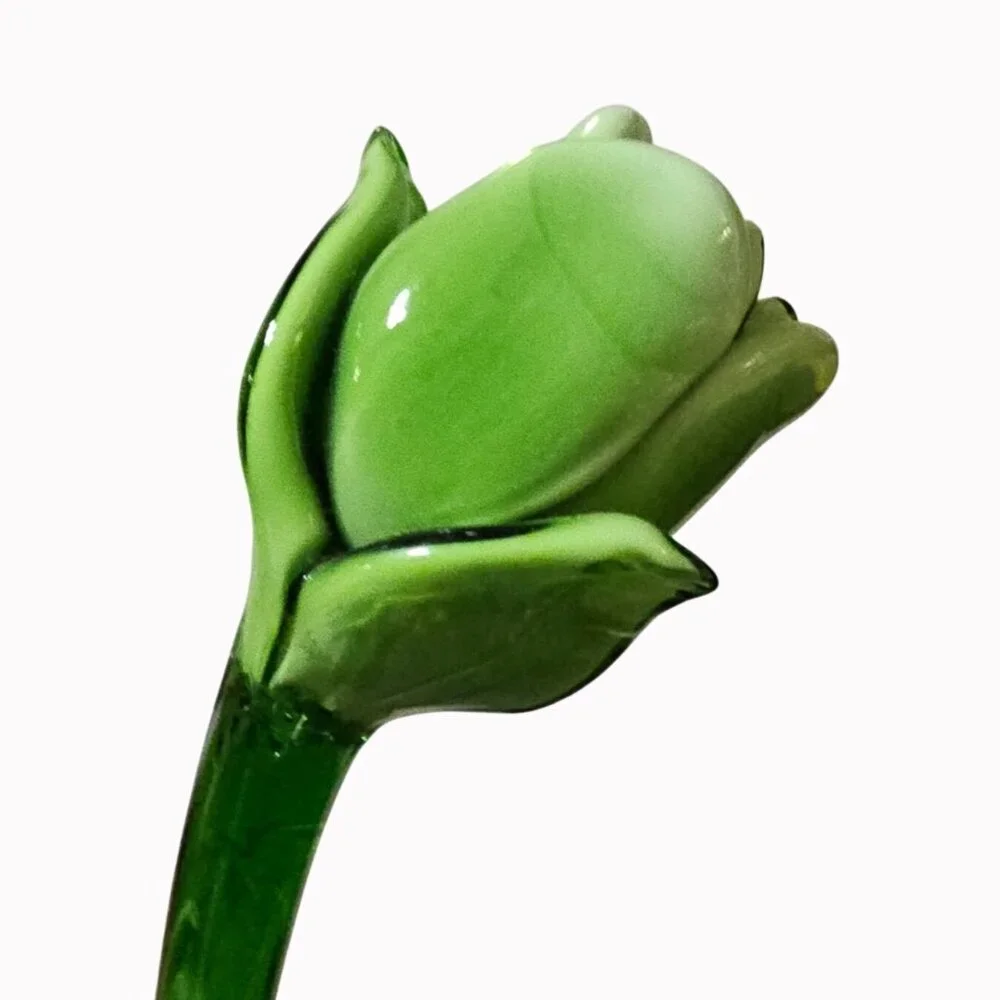 Pair of Hand-Blown Art Glass Flowers – 14